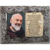 Saint Pio Pewter Frame with Prayer #23DPF-PP