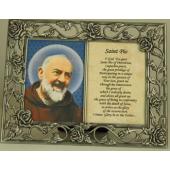 Saint Pio Pewter Frame with Prayer #23DPF-PP4