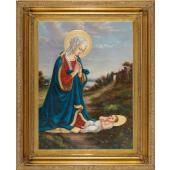Madonna Adoring Child Oil Canvas Painting #2636-MC(b)